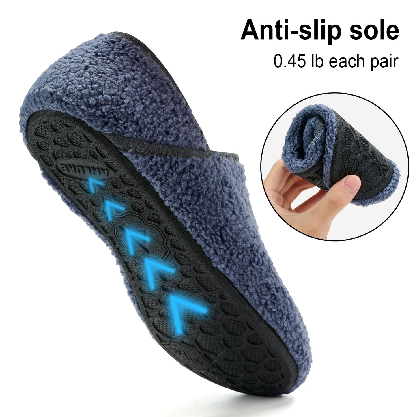 Unisex Fuzzy Slip-On House Shoes with Rubber Soles