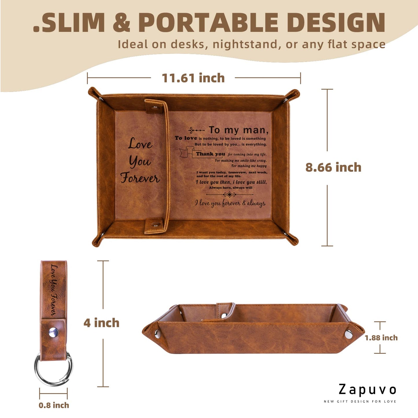 Leather "Love You Forever" Essentials Tray and Keychain