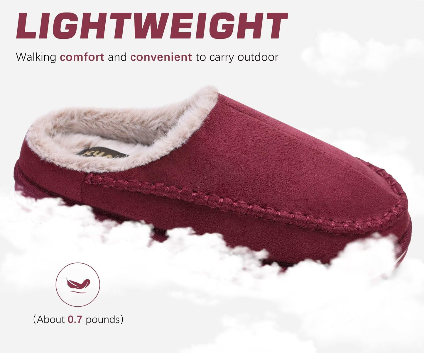 Men's Red Suede & Faux Fur House Slippers