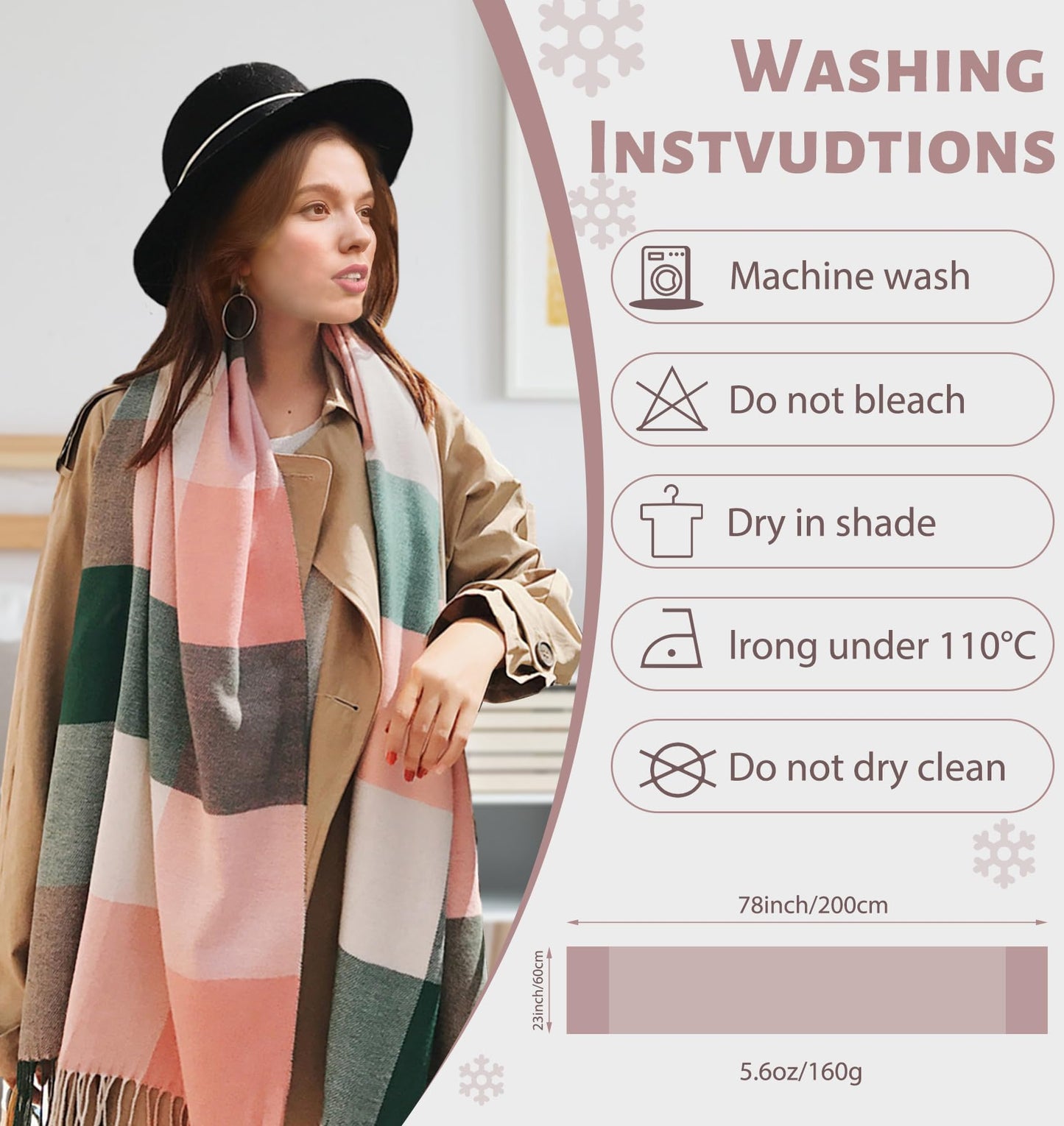 Women's Long Plaid Blanket Scarf