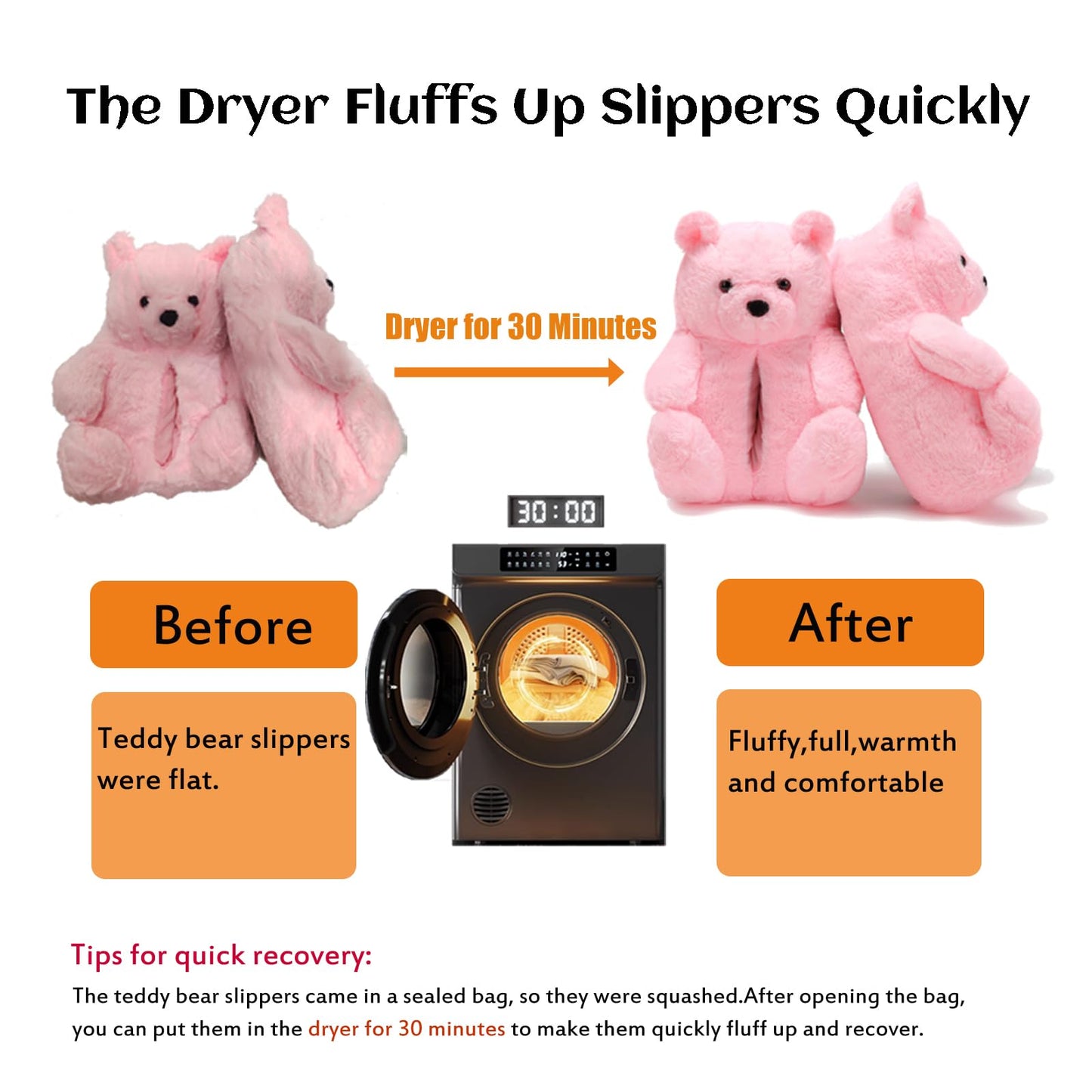 Fuzzy Teddy Bear House Slippers