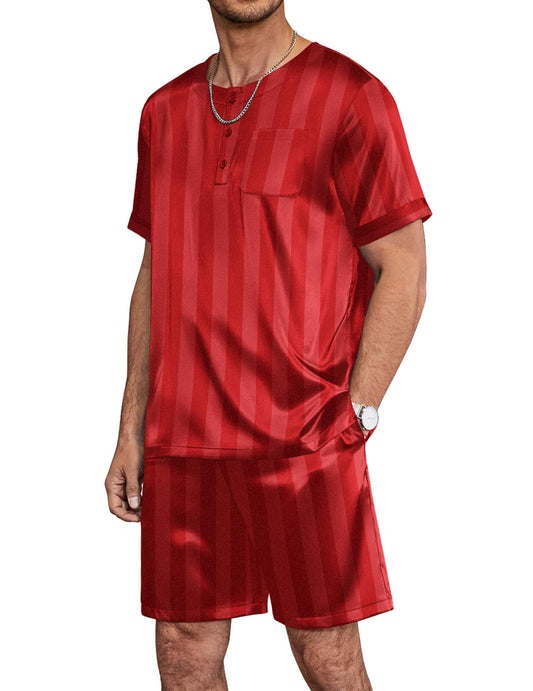 Men's Striped Satin Loungewear Set - 2 Piece