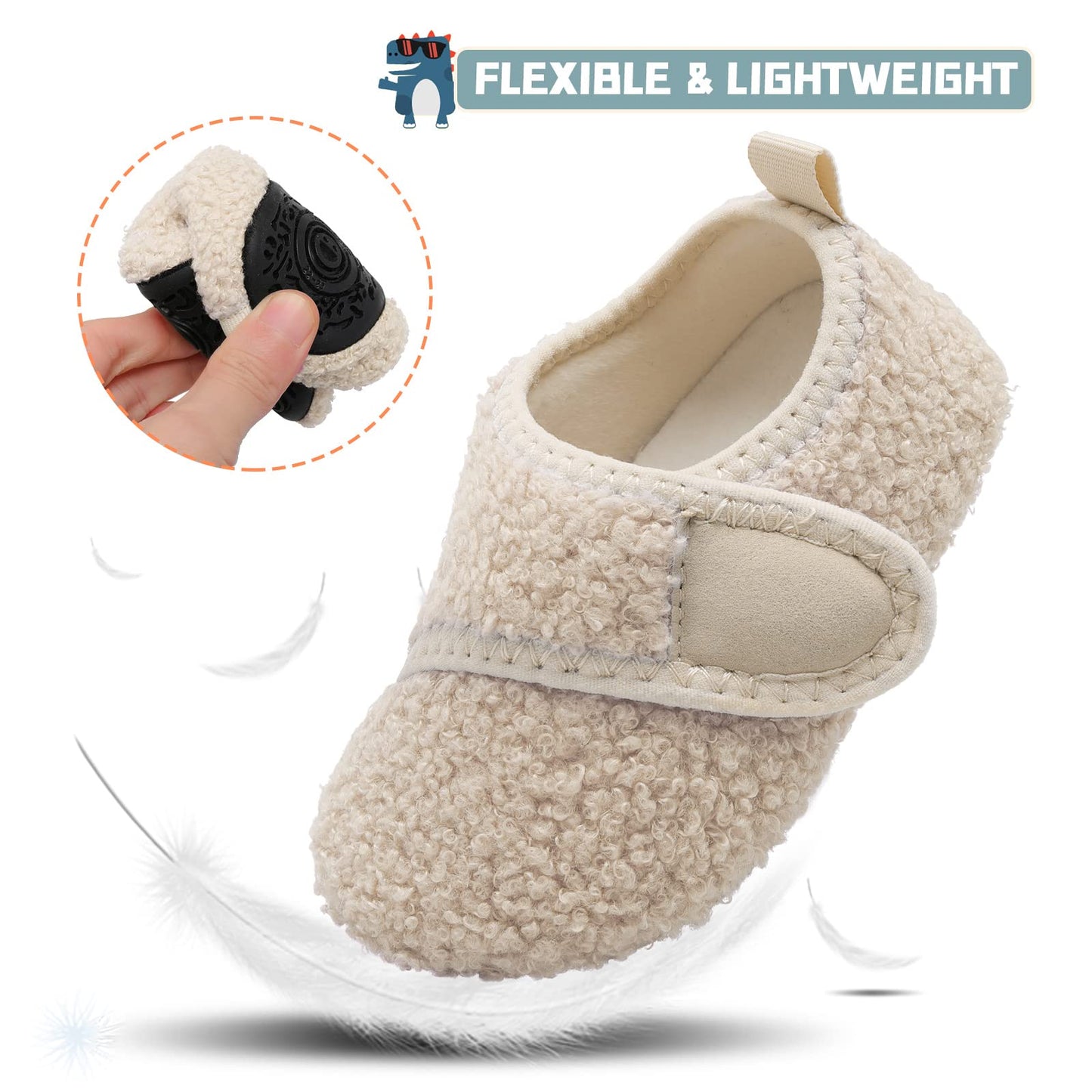 Toddler Fleece Slipper Shoes with Non-Slip Soles