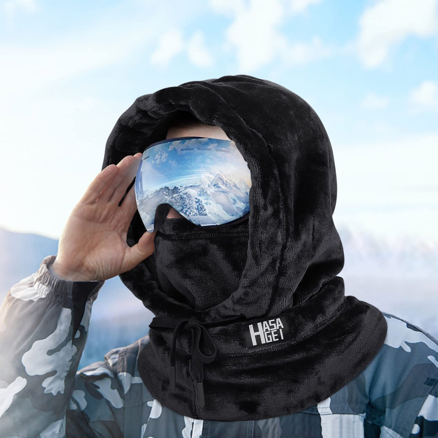 *HASAGEI Ski Mask for Women Balaclava Women Men Windproof Thermal Hood Winter Neck Warmer with Plush Black