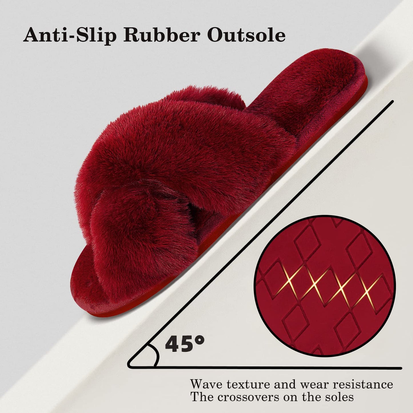 Women's Plush Open Toe Cross Band Slippers