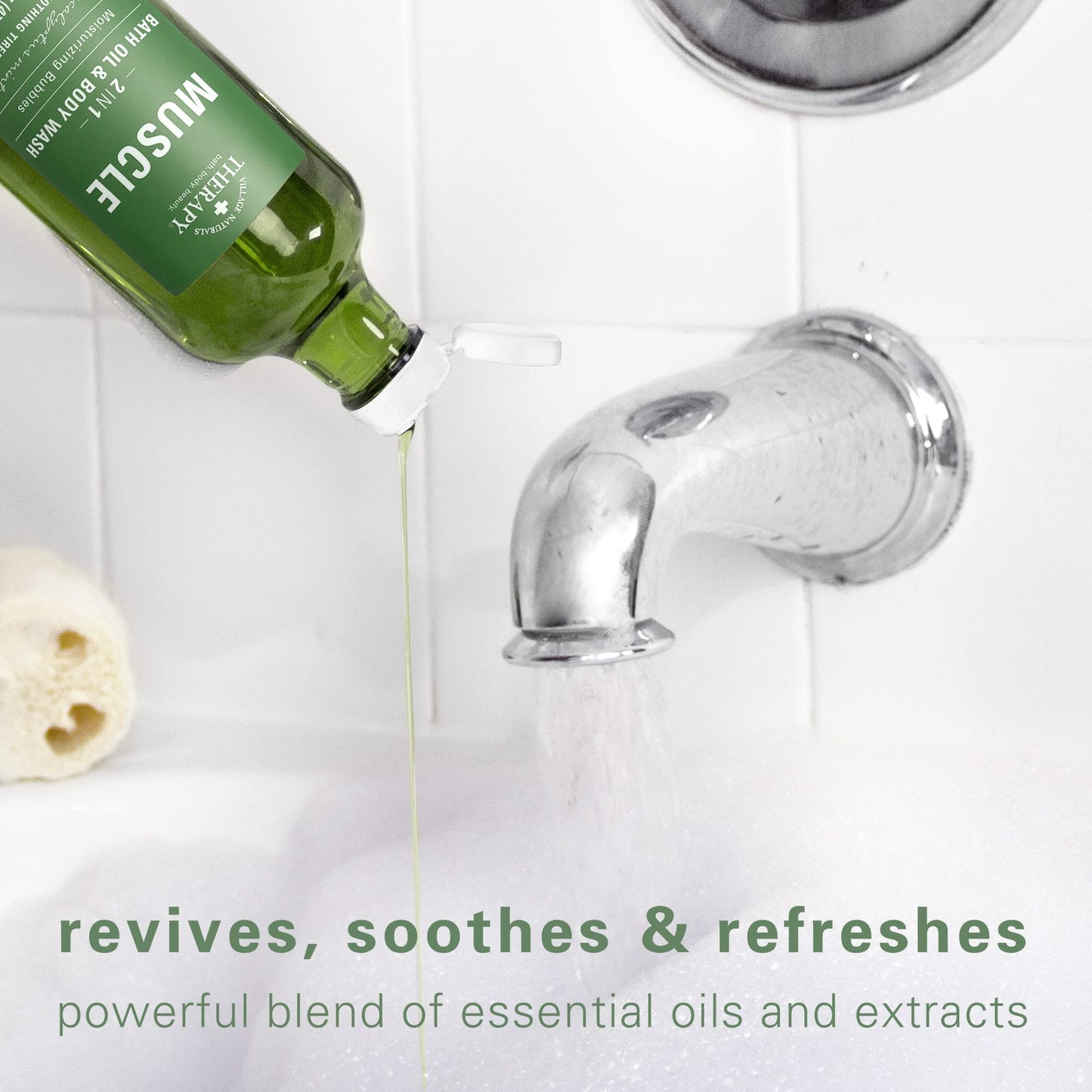 Village Naturals Therapy, Foaming Bath Oil and Body Wash, Eucalyptus Mint Scent, 2 Pack