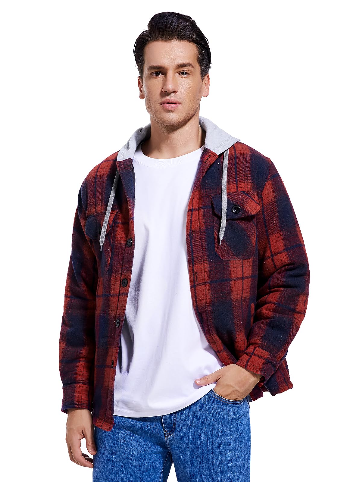 Men's Quilted Lined Flannel Shirt Jacket