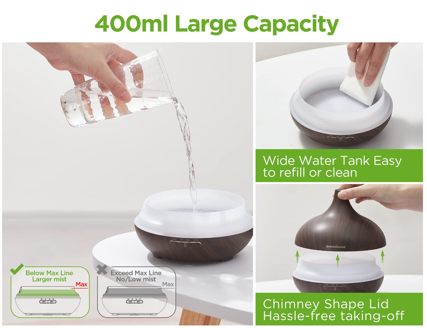 Aromatherapy Diffuser & 10 Essential Oils Set, 400ml