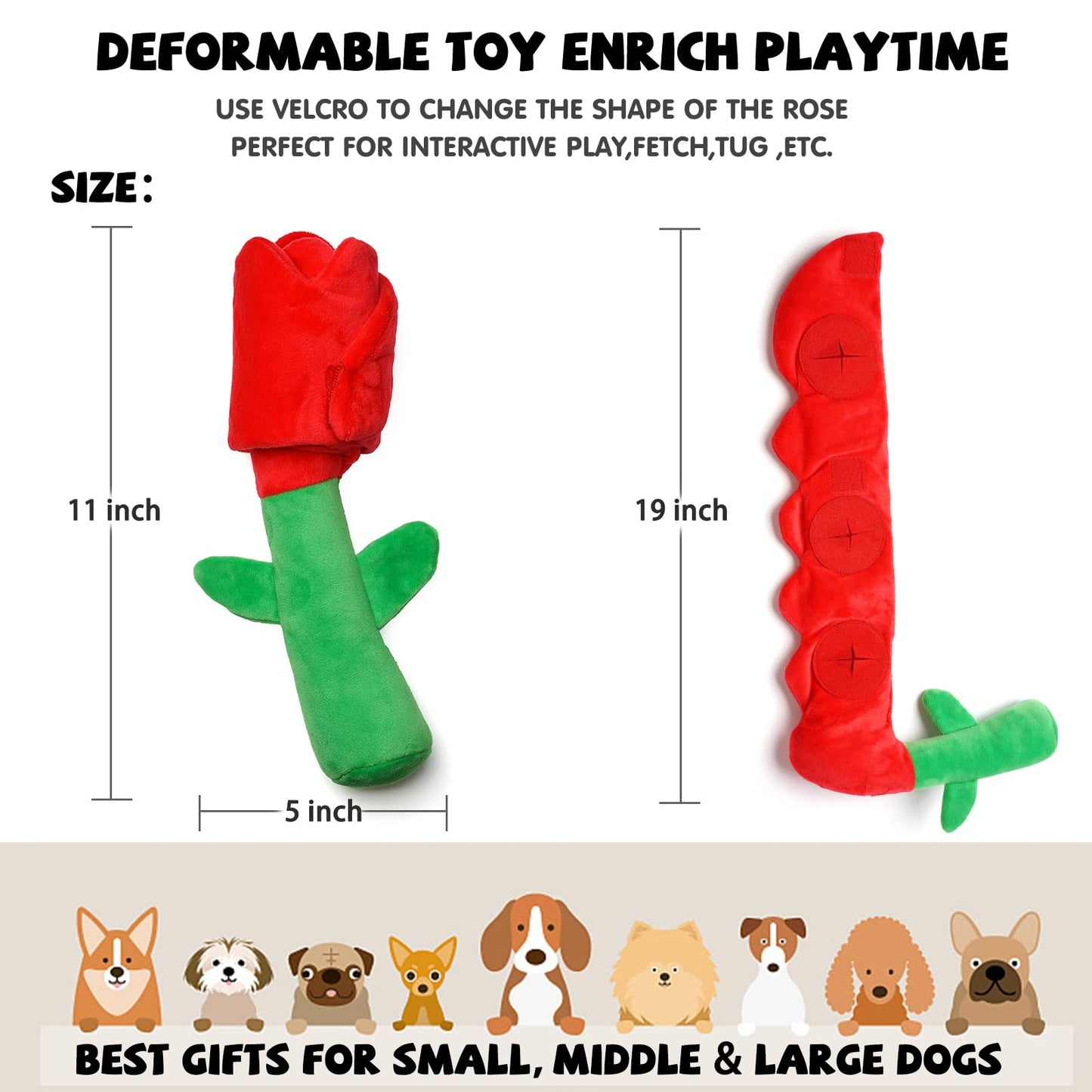 Valentine's Day Rose Chew Toy for Dogs