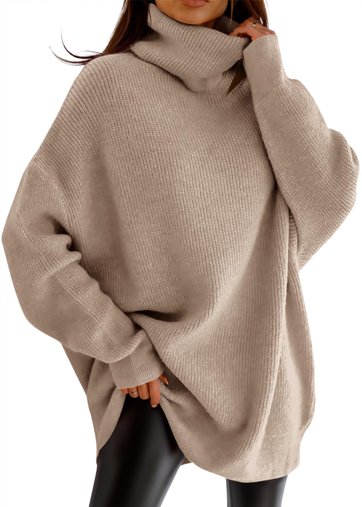Women's Oversized Batwing Turtleneck Sweater