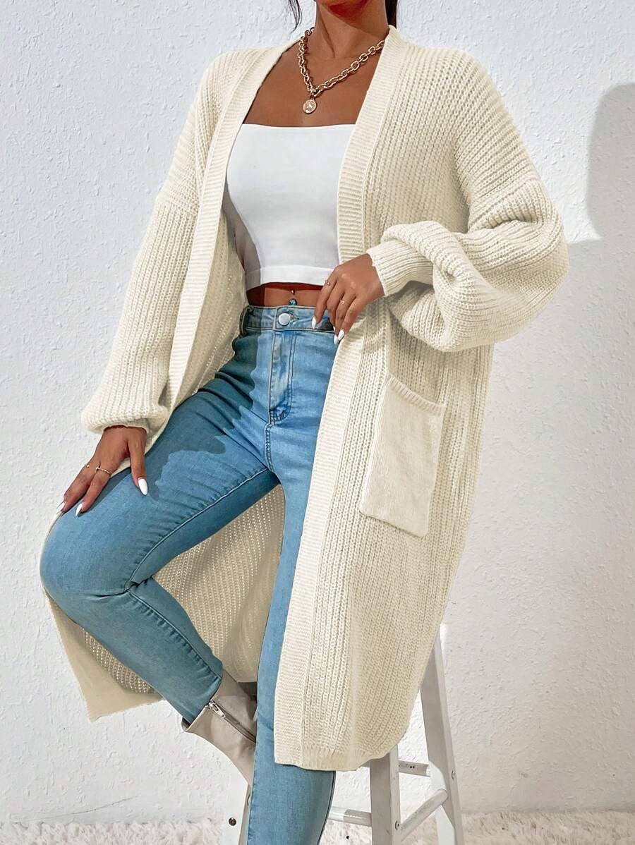 Women's Oversized Open Midi Cardigan