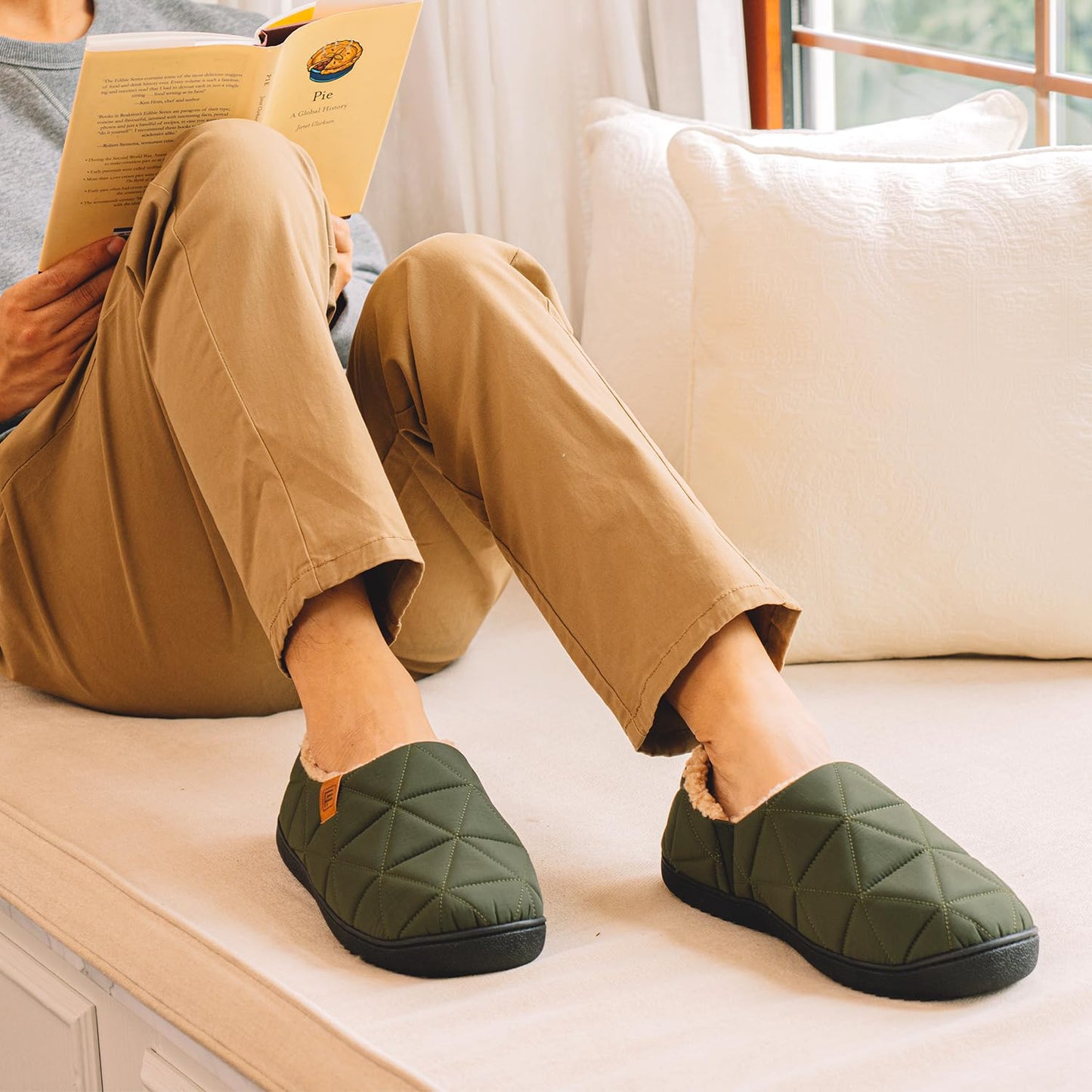 Men's Quilted Indoor/Outdoor Shoes with Non-Slip Soles