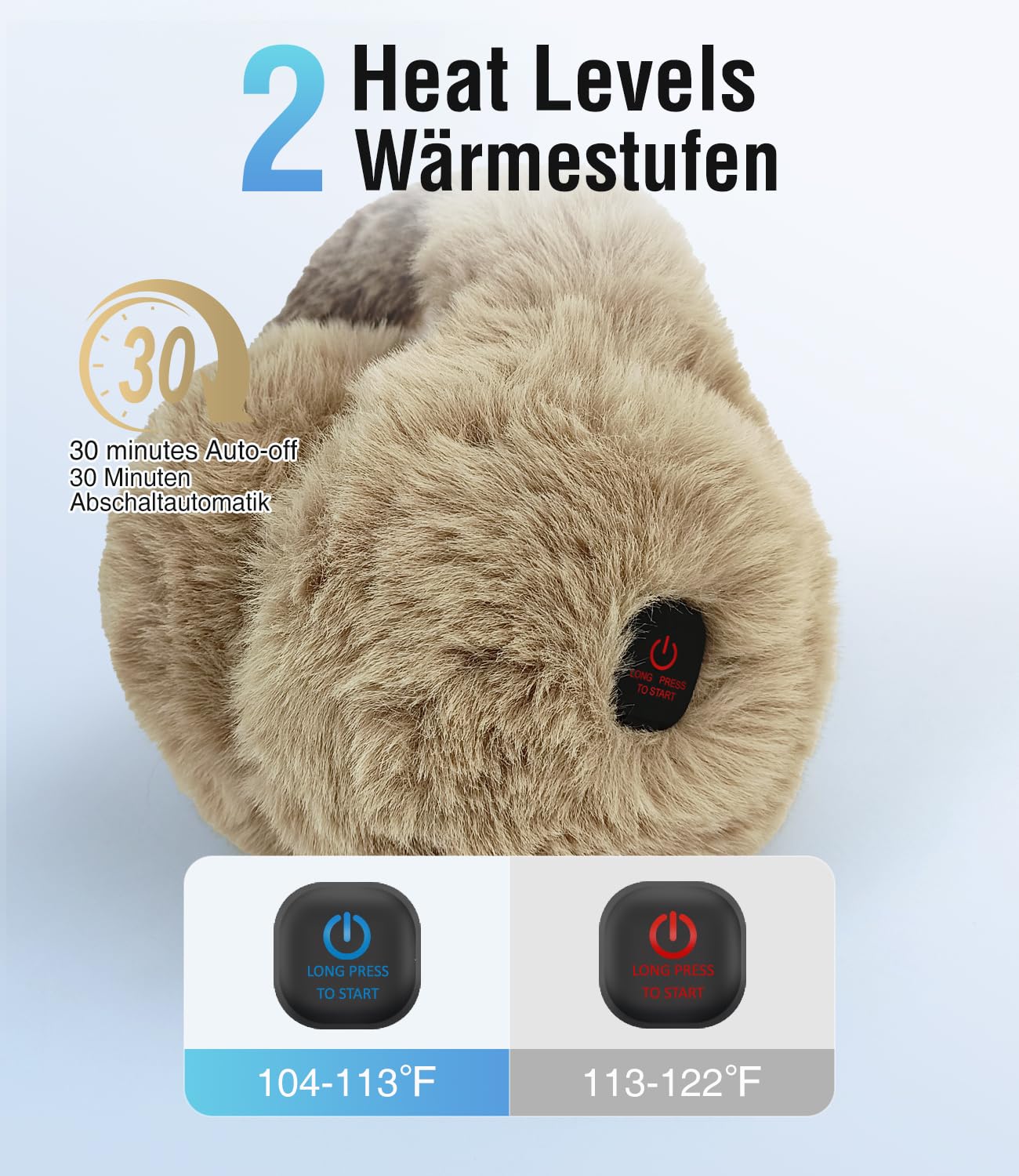 *Telepepe Heated Earmuffs for Men and Women, Cordless Ear Warmers for Winter Hiking, Running, 2 Heating Modes, 2000mAh(Brown)