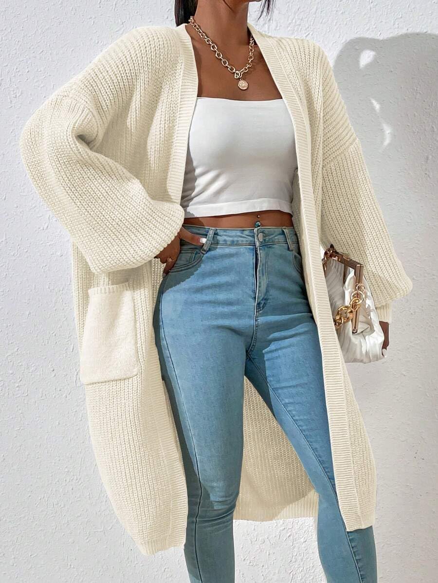 Women's Oversized Open Midi Cardigan