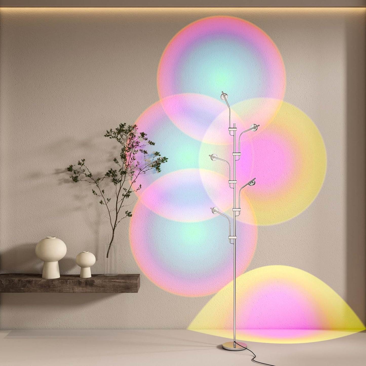RGBW Halo Projector LED Floor Lamp - 4000K with Replaceable Color Filters