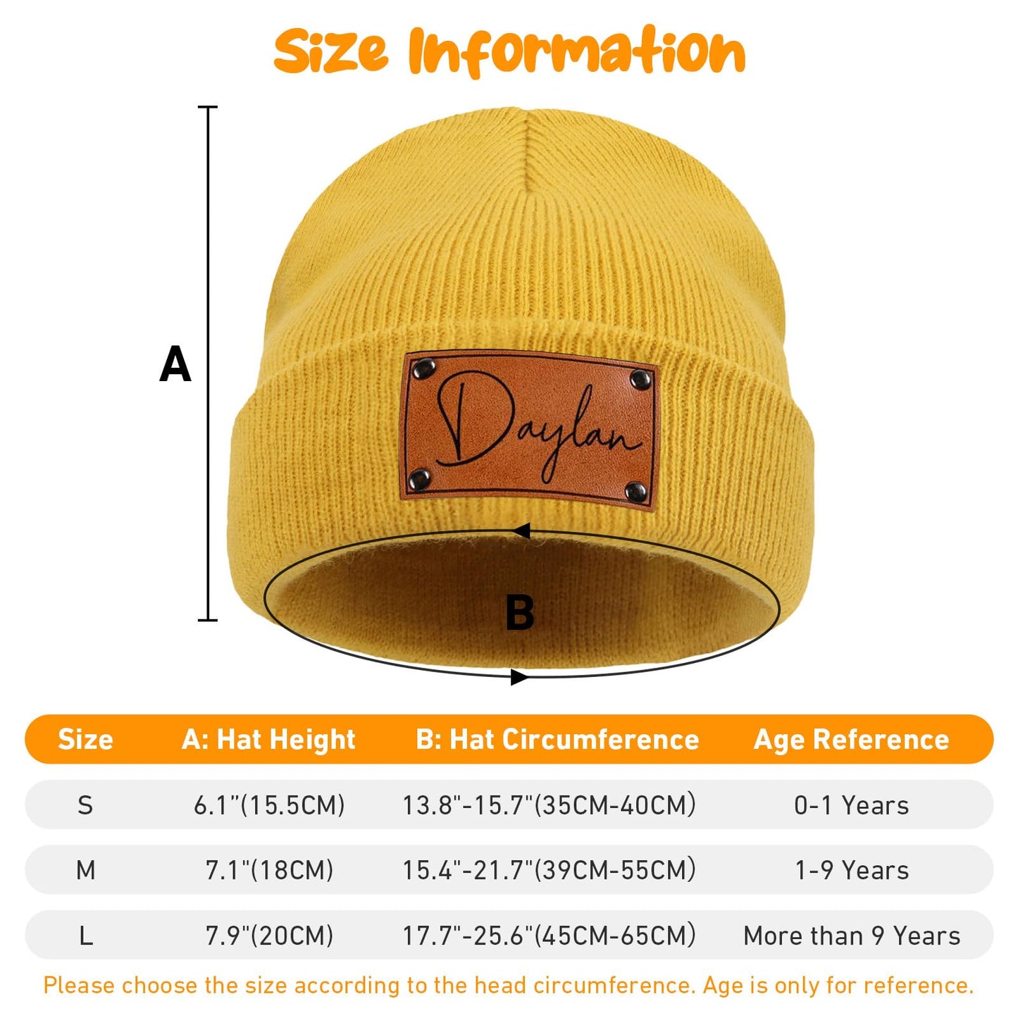 Custom Baby Beanie Hat - Personalized Leather Patch Names