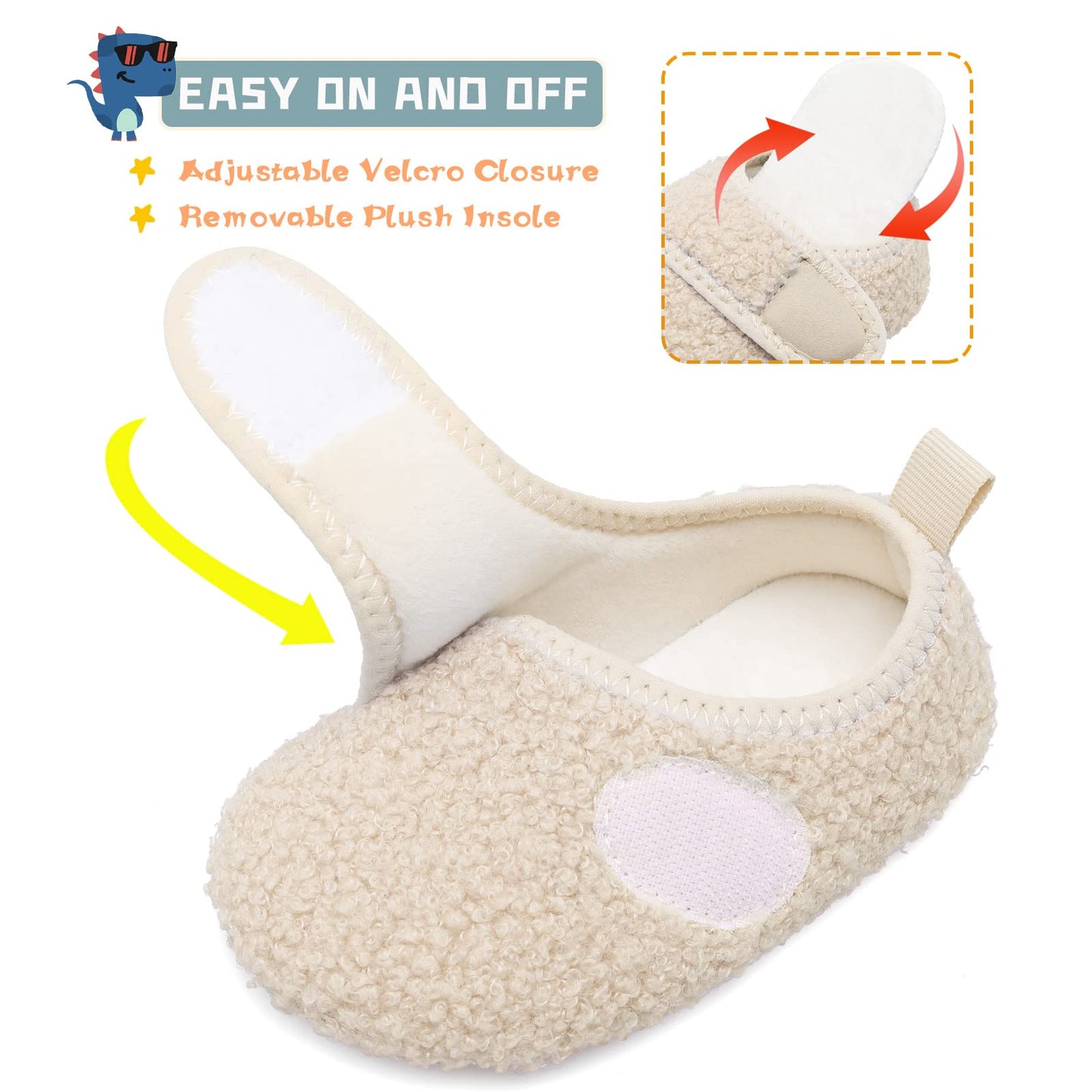 Toddler Fleece Slipper Shoes with Non-Slip Soles