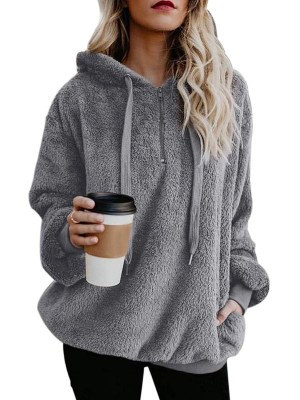 Women's Fuzzy Fleece Pullover Hoodie
