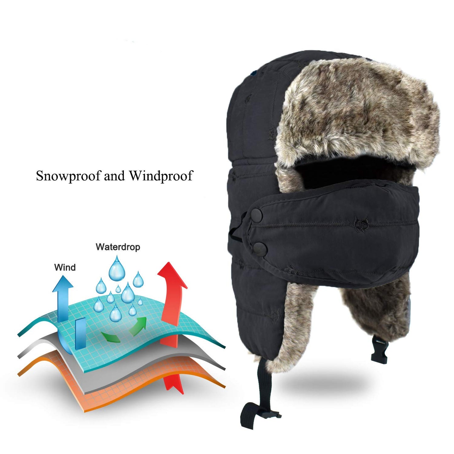 Unisex Ushanka-Style Winter Trapper Hat with Face Mask