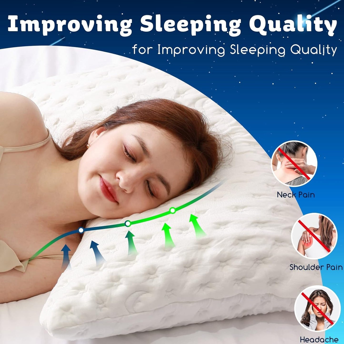 Cooling Side Sleeper Pillow for Neck and Shoulder Pain, Shredded Memory Foam