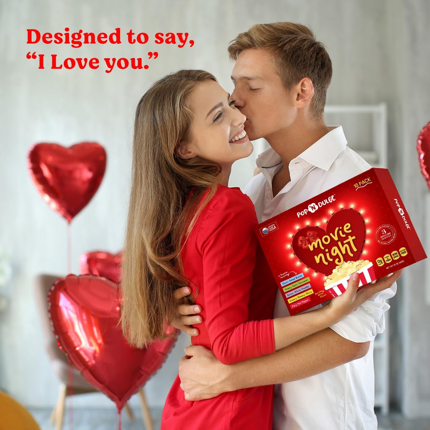 Valentine's Day Movie Night Popcorn Gift Set