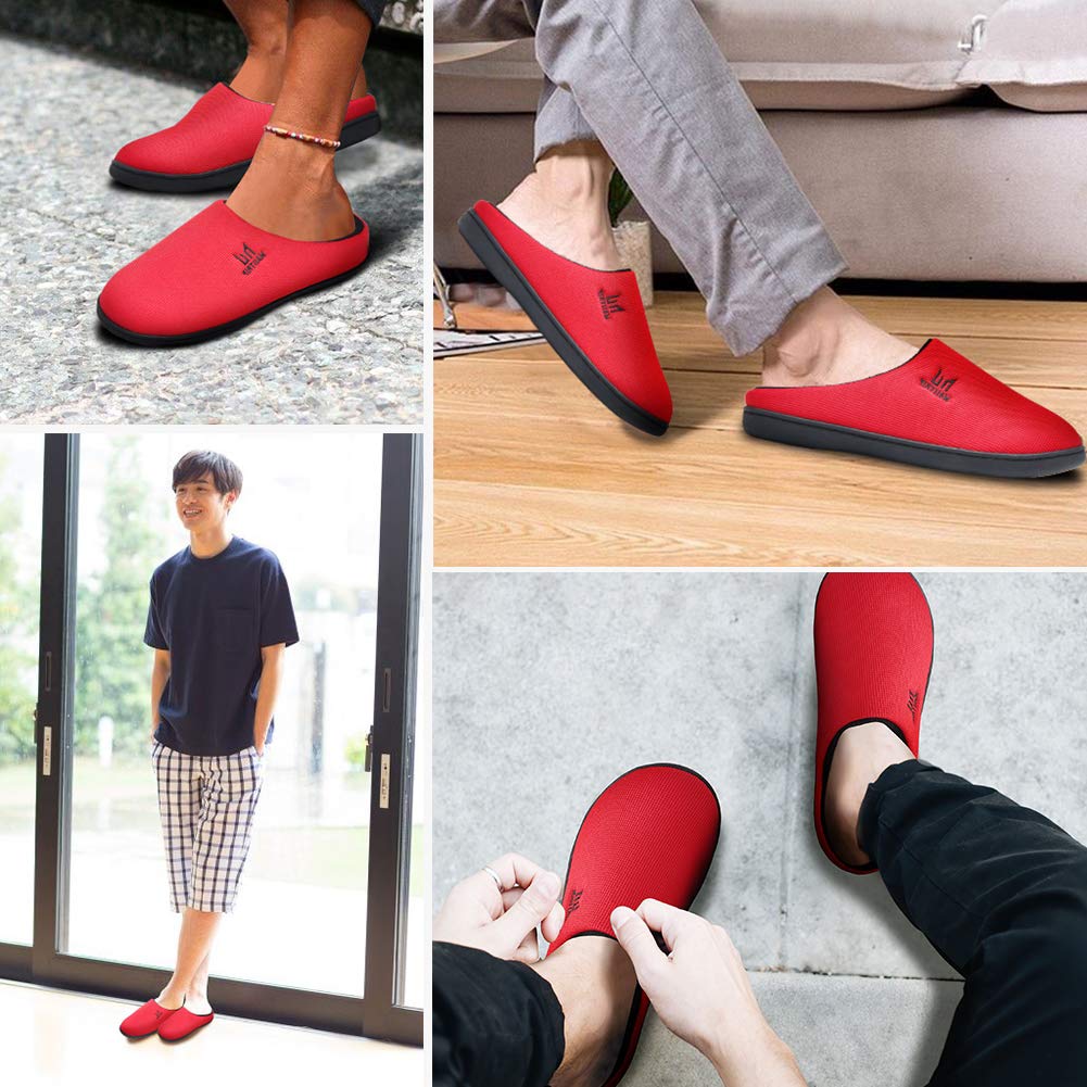 Men's Streamline Red House Slippers with Memory Foam