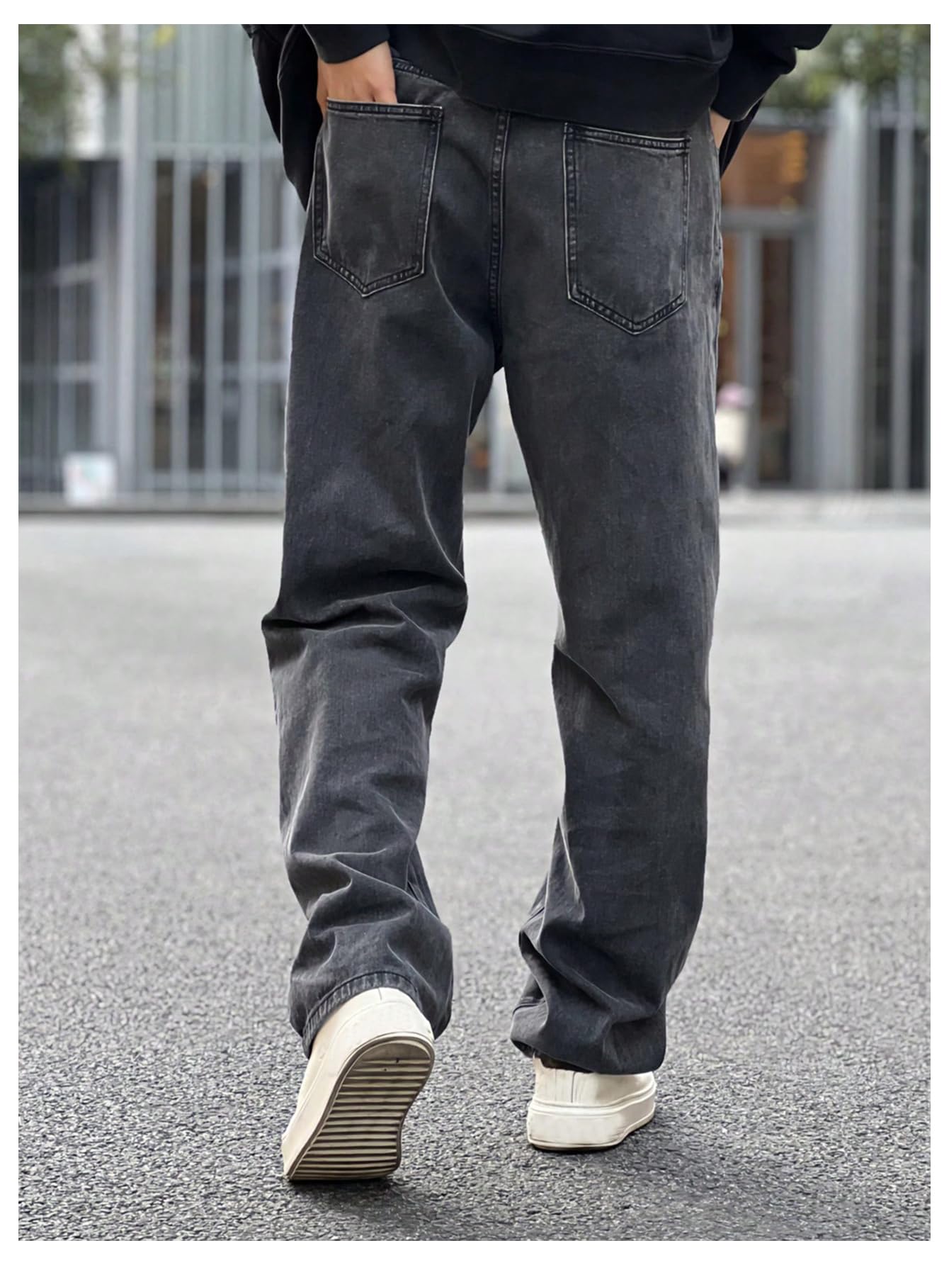 Men's Drawstring Waist Straight Leg Jeans