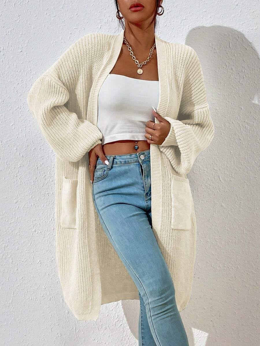 Women's Oversized Open Midi Cardigan
