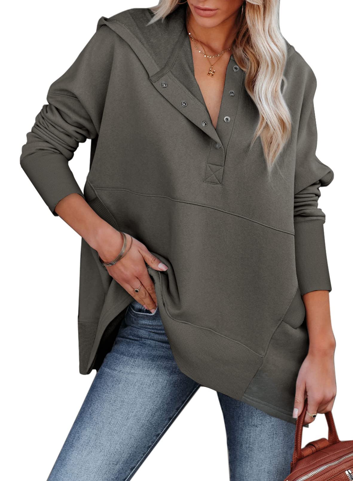 Women's Long Sleeve Oversize Tunic Pullover Hoodie