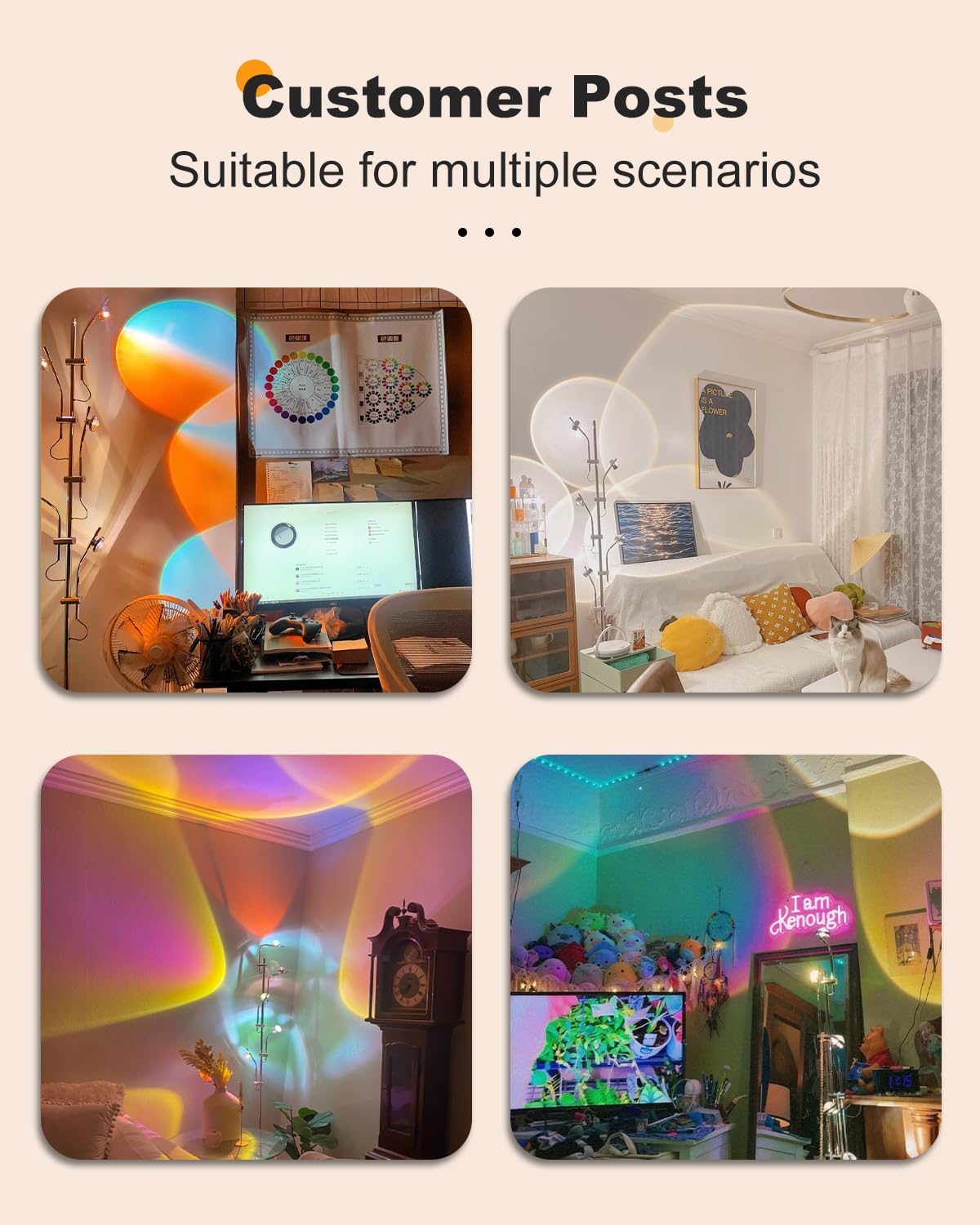 RGBW Halo Projector LED Floor Lamp - 4000K with Replaceable Color Filters