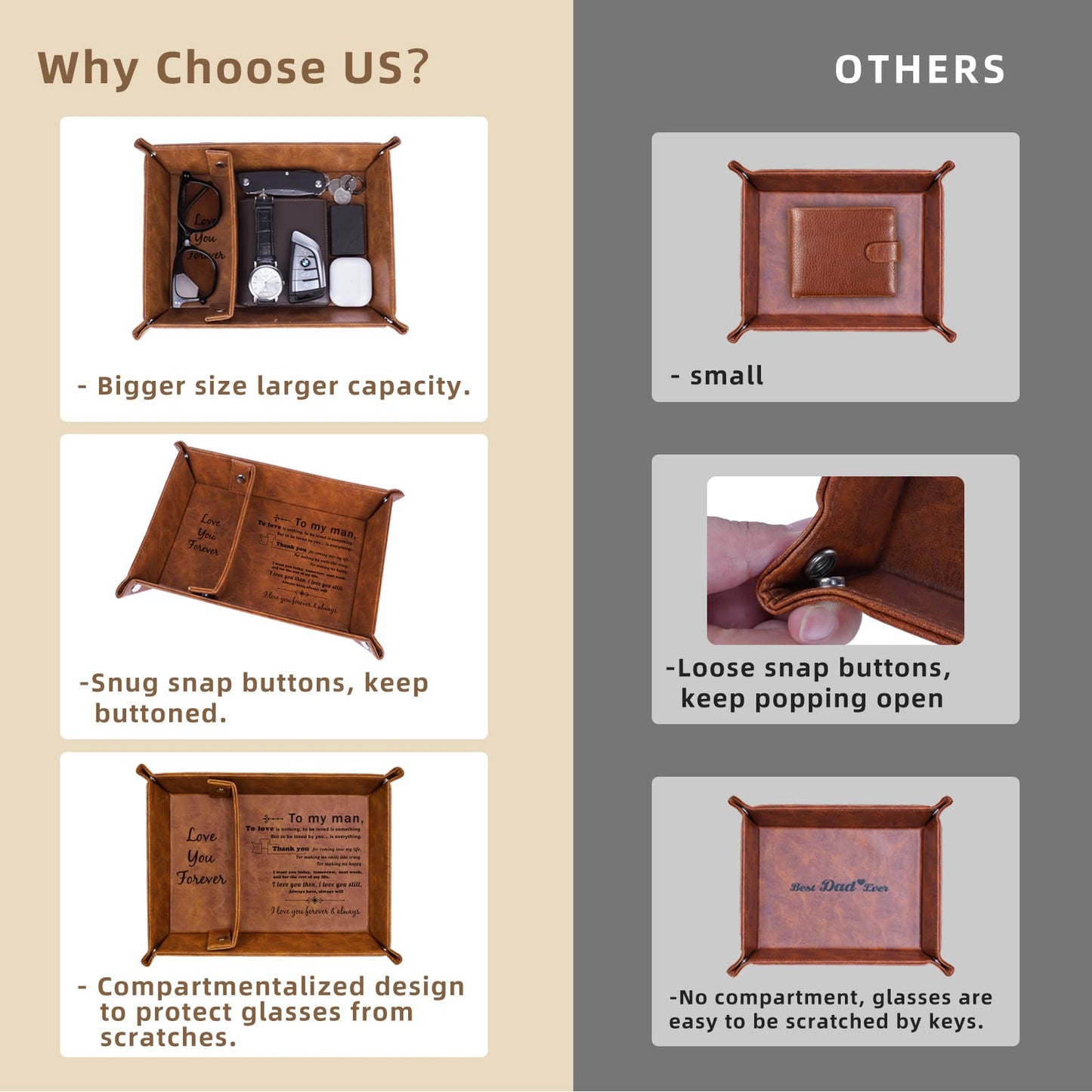 Leather "Love You Forever" Essentials Tray and Keychain
