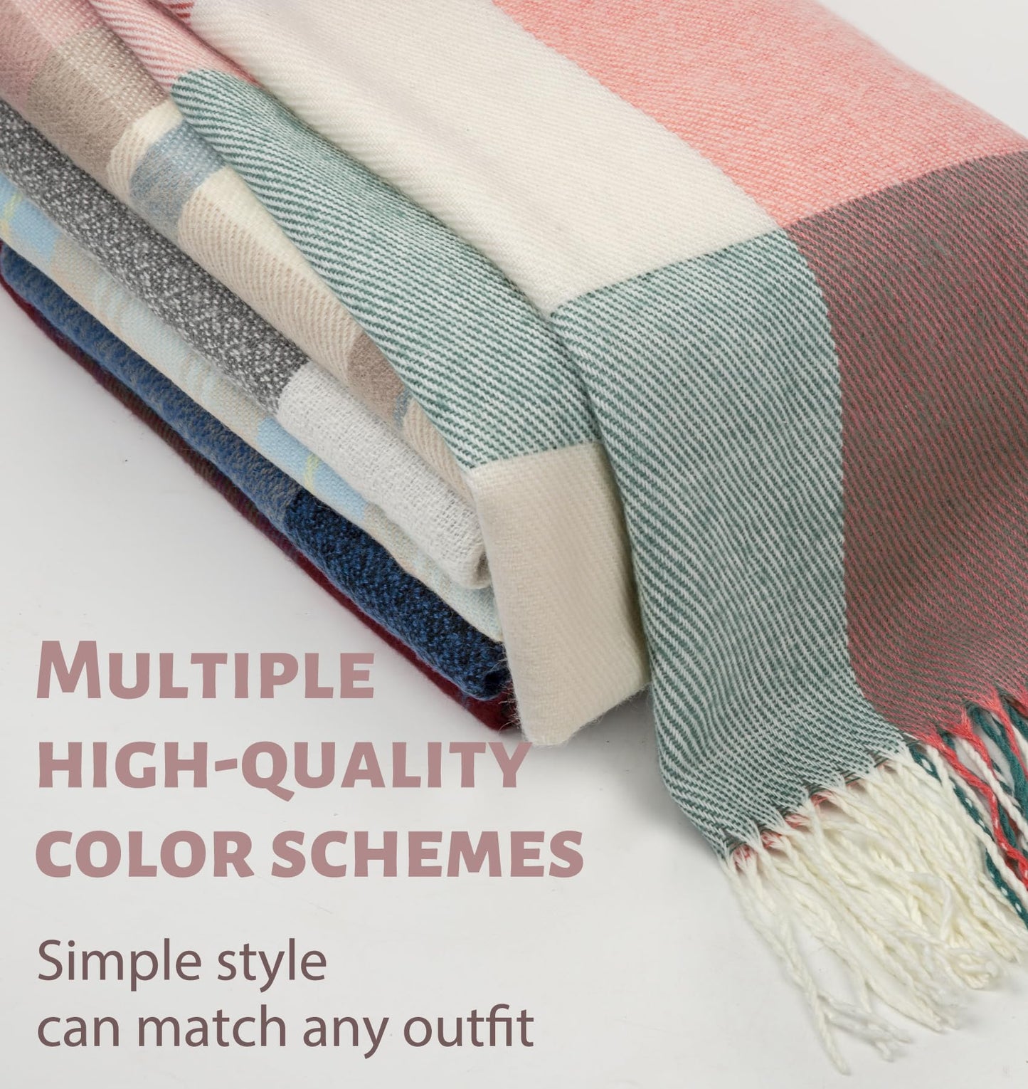 Women's Long Plaid Blanket Scarf