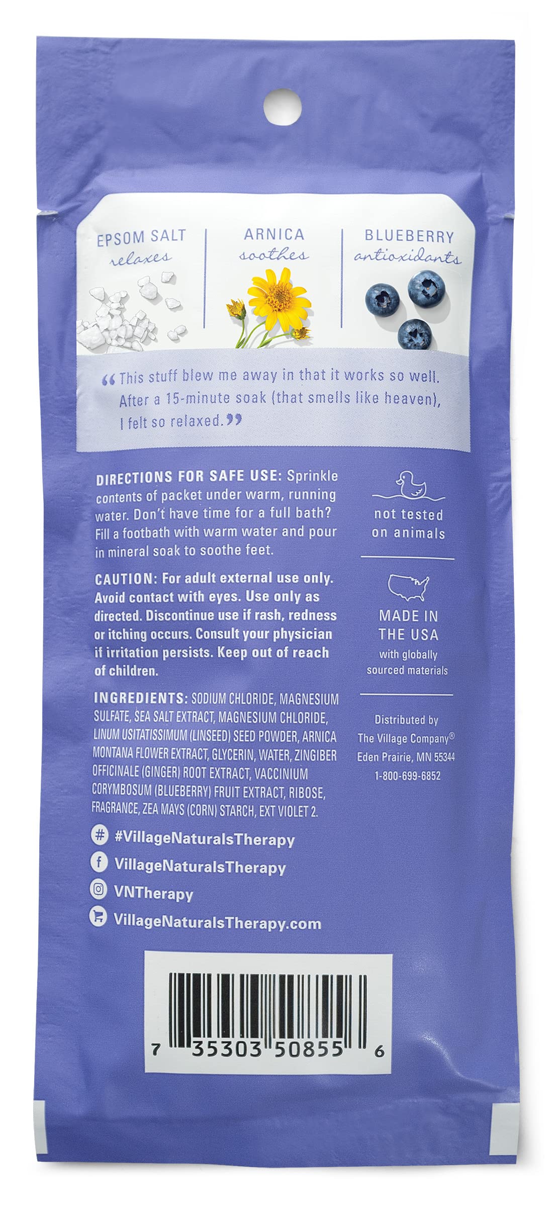 Village Naturals Therapy, Mineral Bath Soak, Blueberry Citrus Scent, 12 Pack