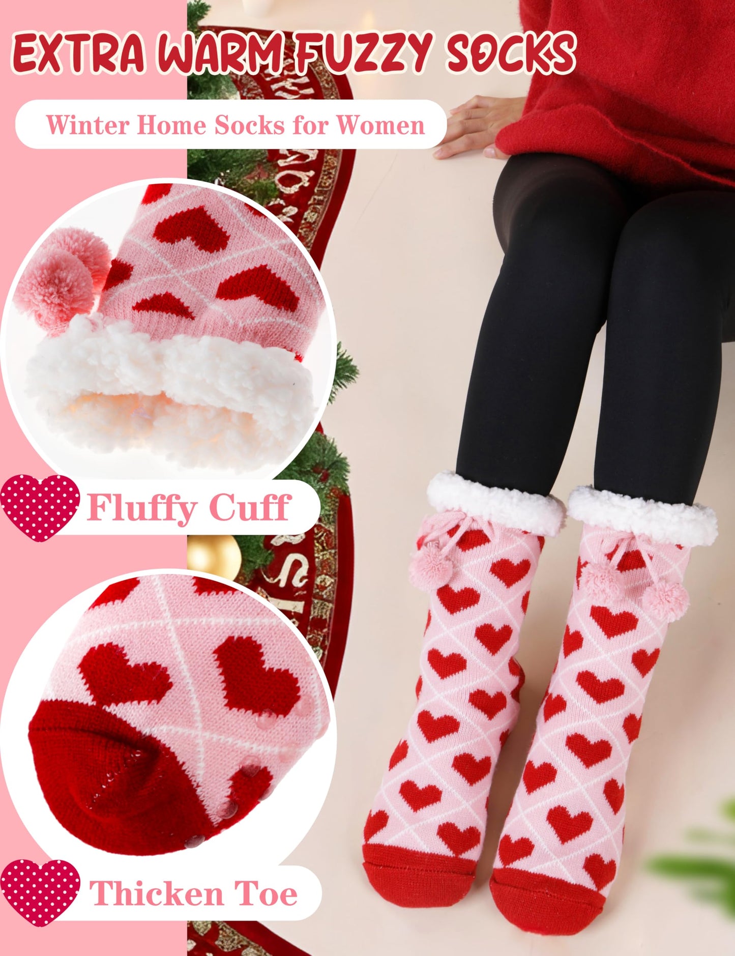 Women's Thermal Valentine's Day Slipper Socks