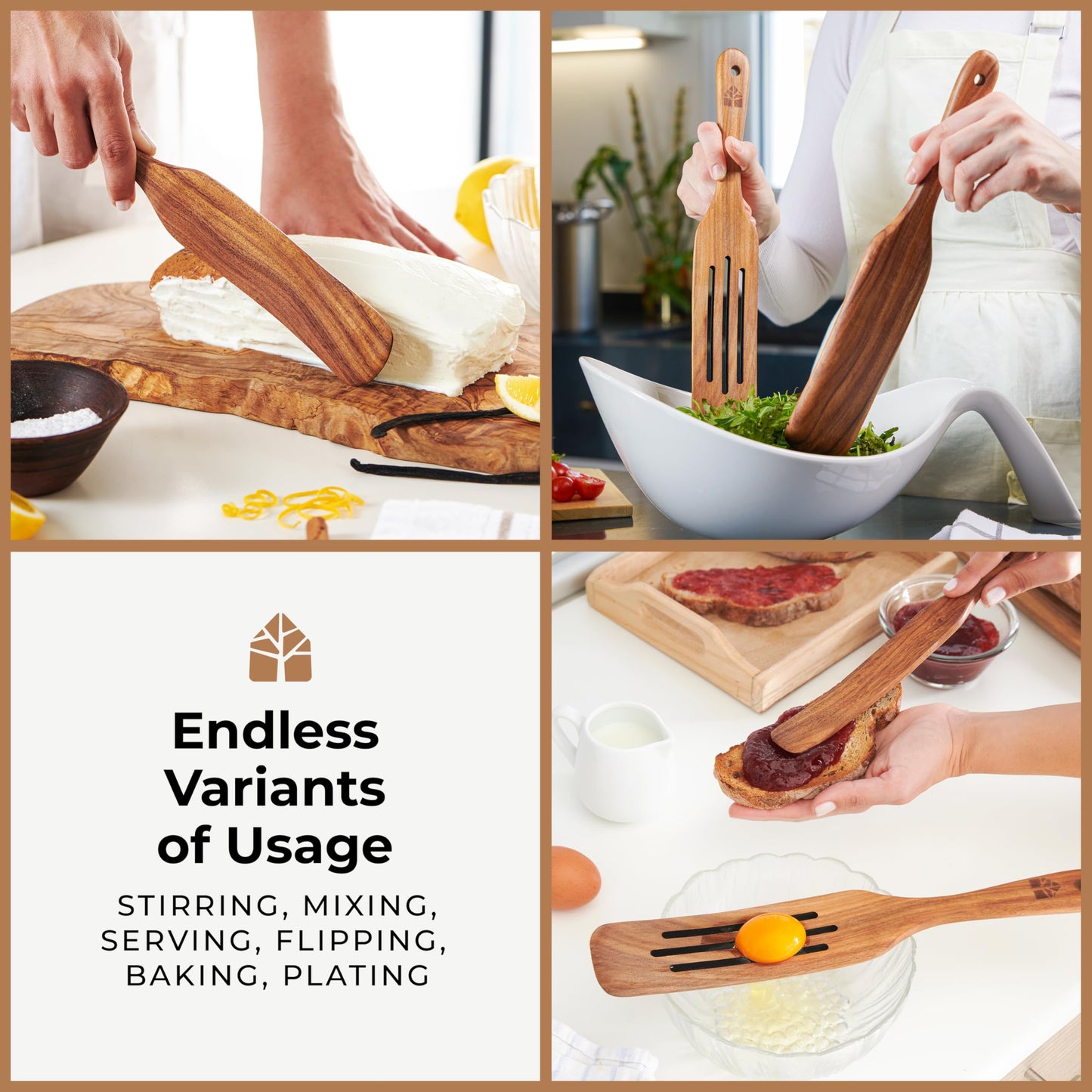 Wooden Spurtle Set, Teak Spurtle Spatula Set of 5, Spurtles Kitchen Tools Wooden – Non Stick Cookware for Serving, Stirring, Mixing, Scraping, Scooping