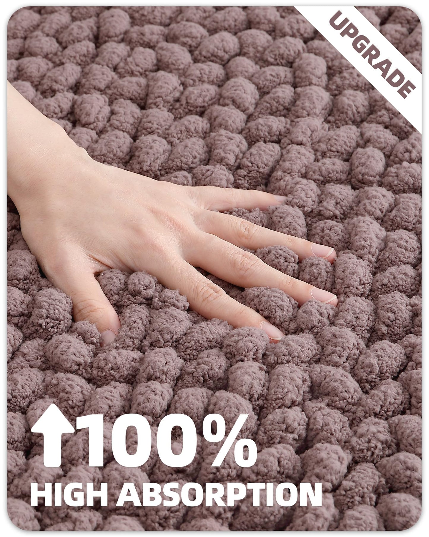 *Color&Geometry Chenille Bathroom Rugs 17x30, Brown- Super Absorbent, Non Slip, Ultra Soft, High Pile Thick Bath Mat, Bath Rug for Restroom Floor, Outside Shower/Tub, Laundry Room