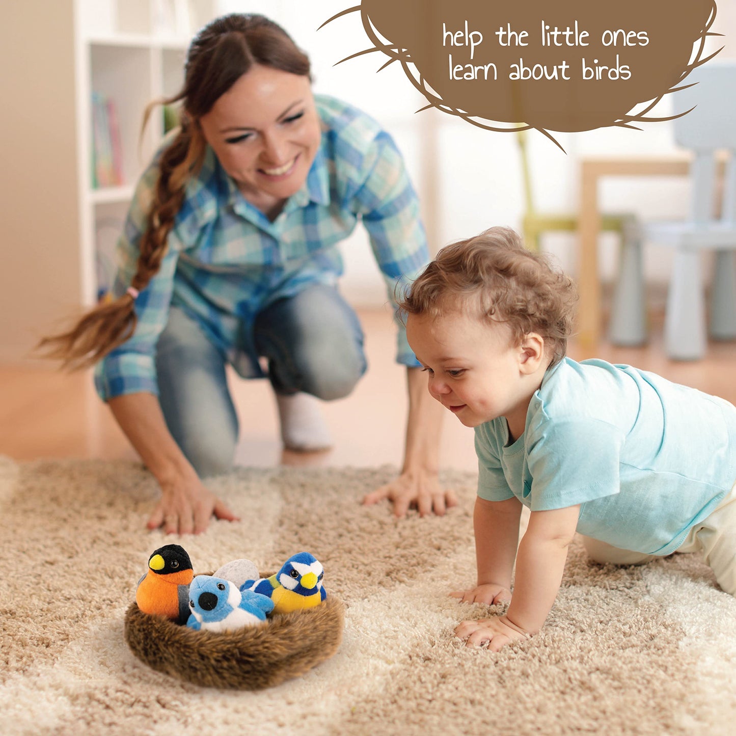 Bird Nest with Baby Birds Plushies