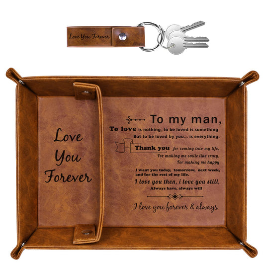 Leather "Love You Forever" Essentials Tray and Keychain