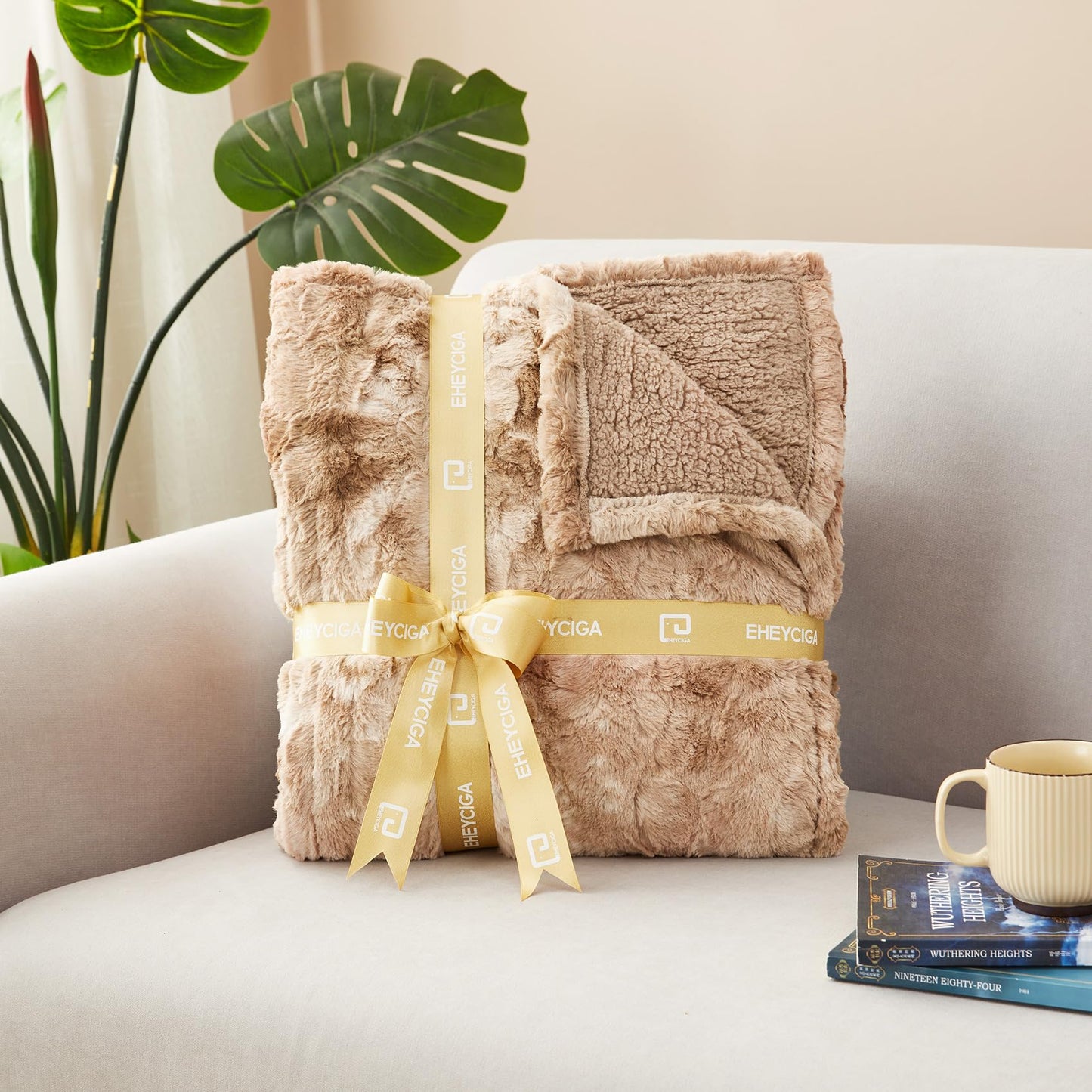 Heated Faux Fur Throw Blanket - 9 Settings, 50" x 60"