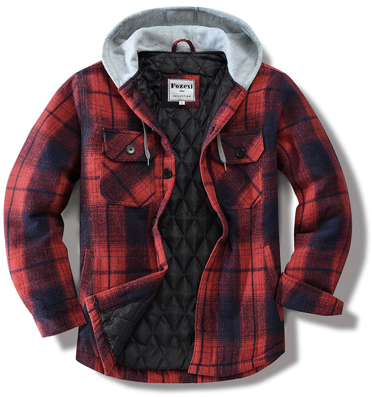 Men's Quilted Lined Flannel Shirt Jacket