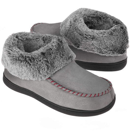 Women's Suede Moccasin Slippers with Memory Foam