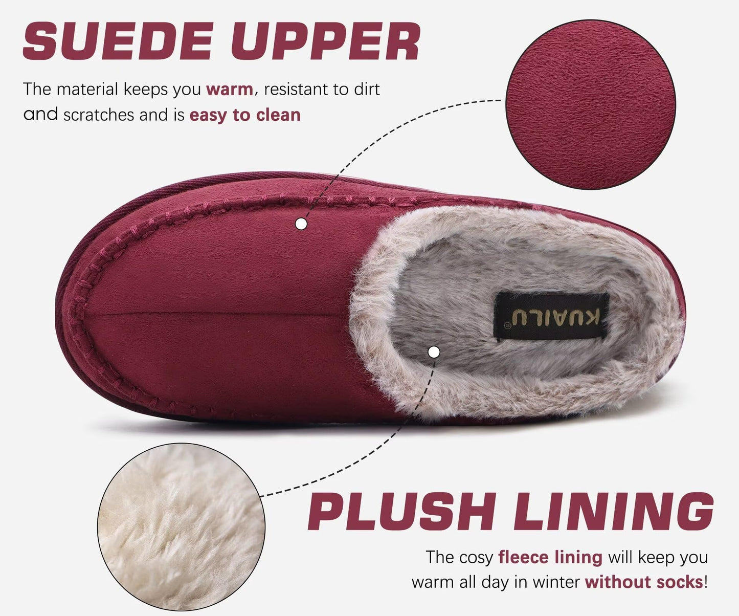 Men's Red Suede & Faux Fur House Slippers