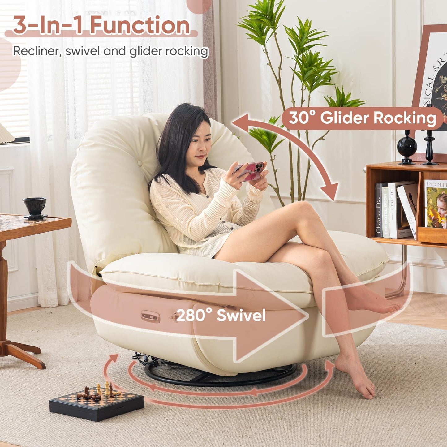 Oversized Electric Recliner with 360 Swivel