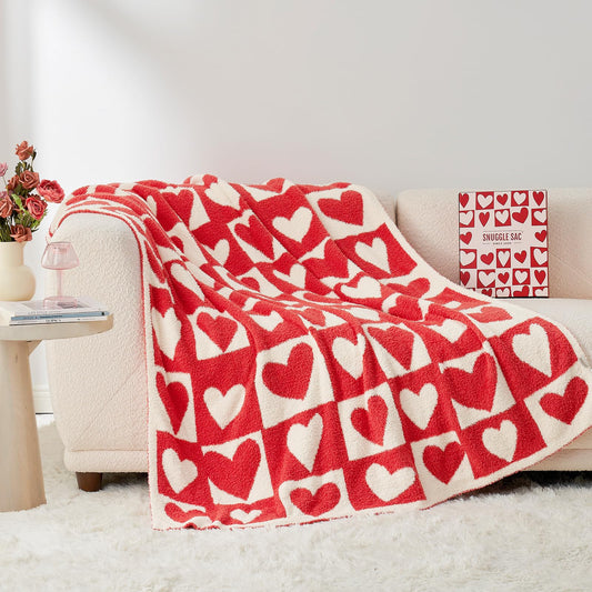 Heart Checker Pattern Throw Blanket