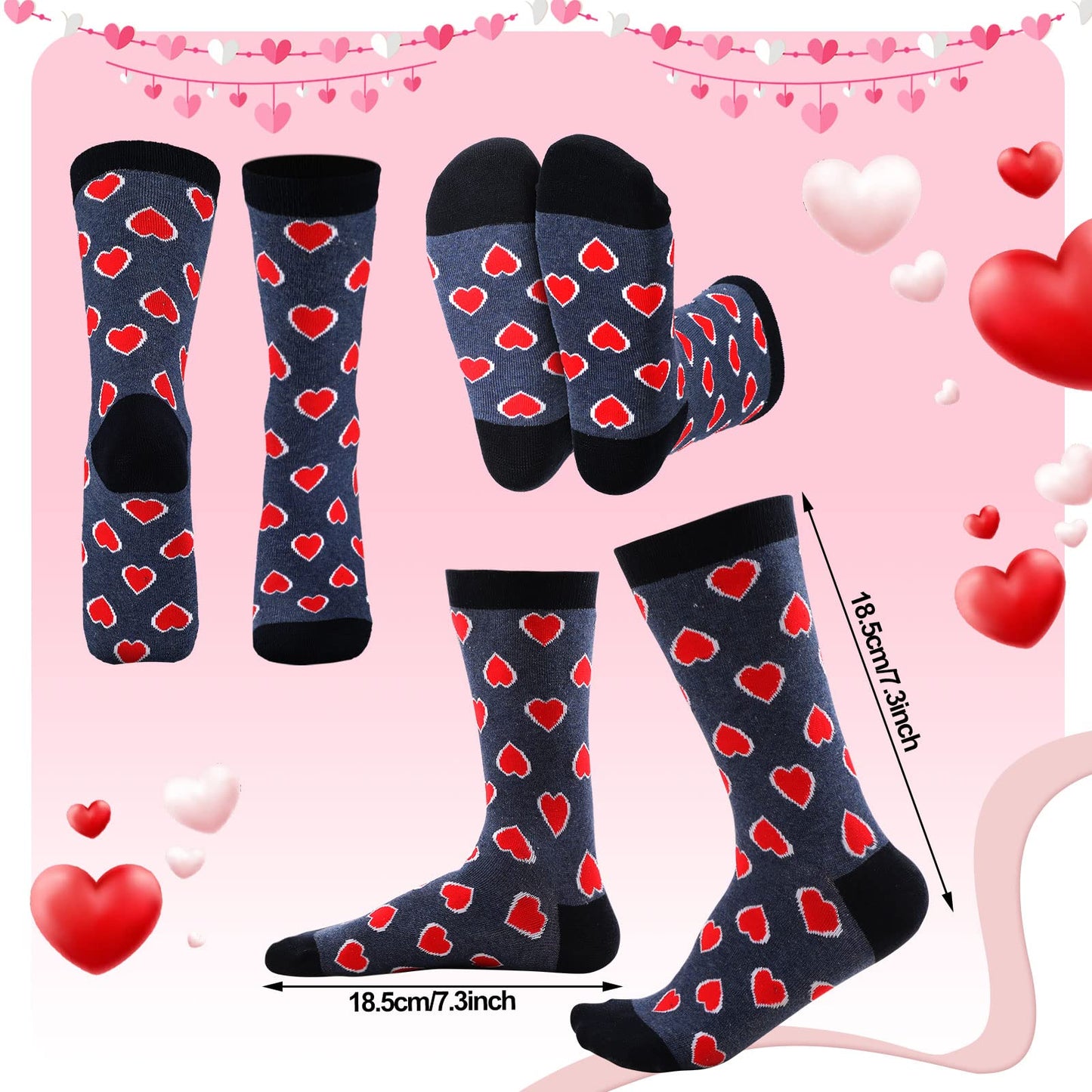 Men's Valentine Socks - 6 Pack