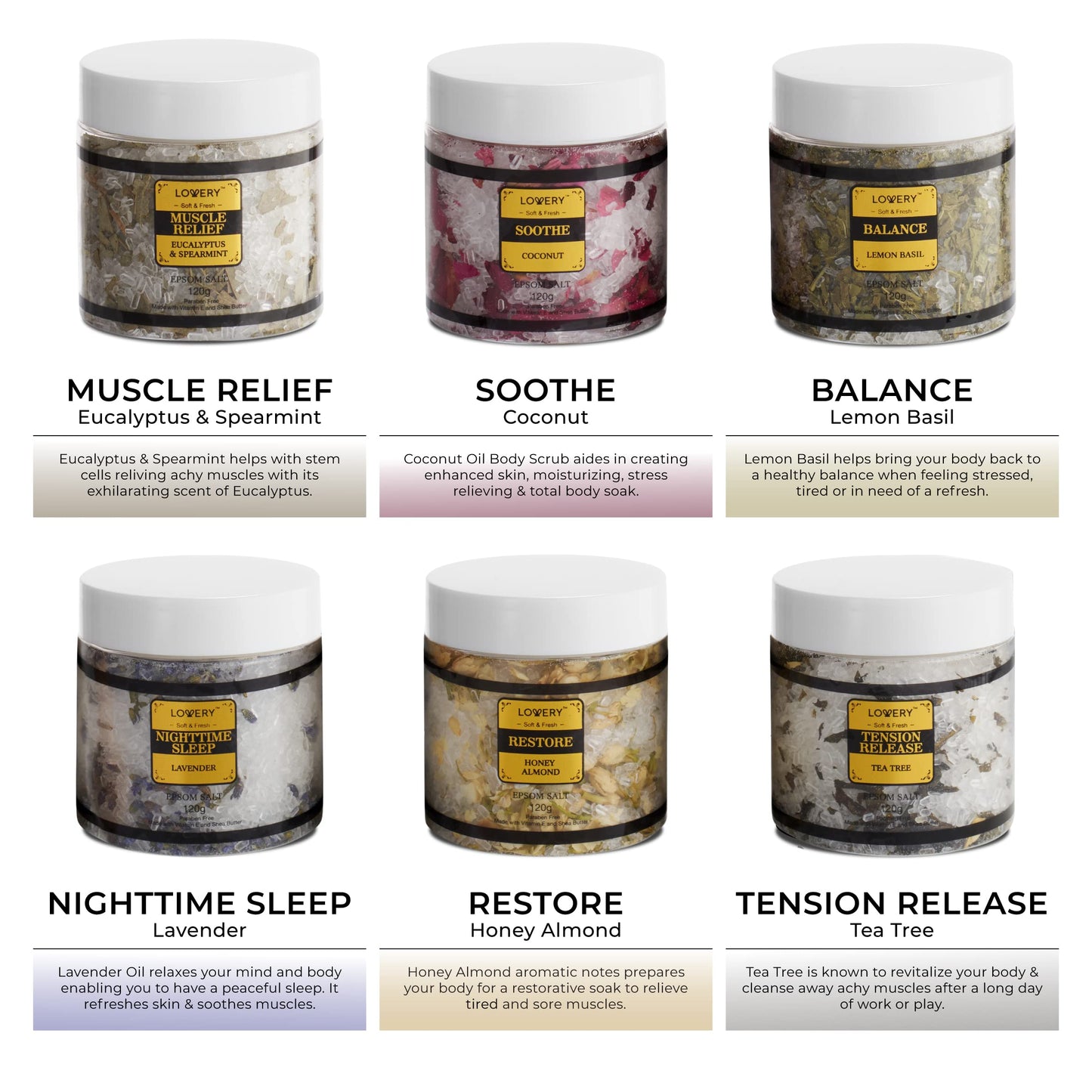 Epsom Bath Salts Gift Set, 6 Pack