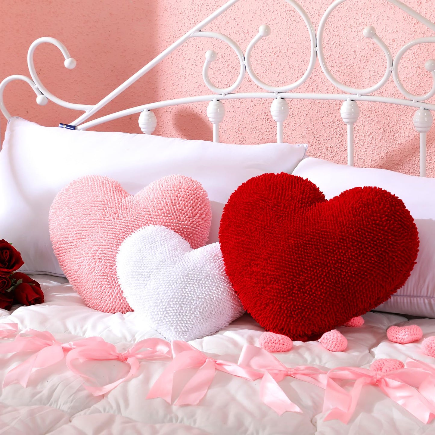 Valentine's Day Heart Shaped Pillows - 3 Piece Set