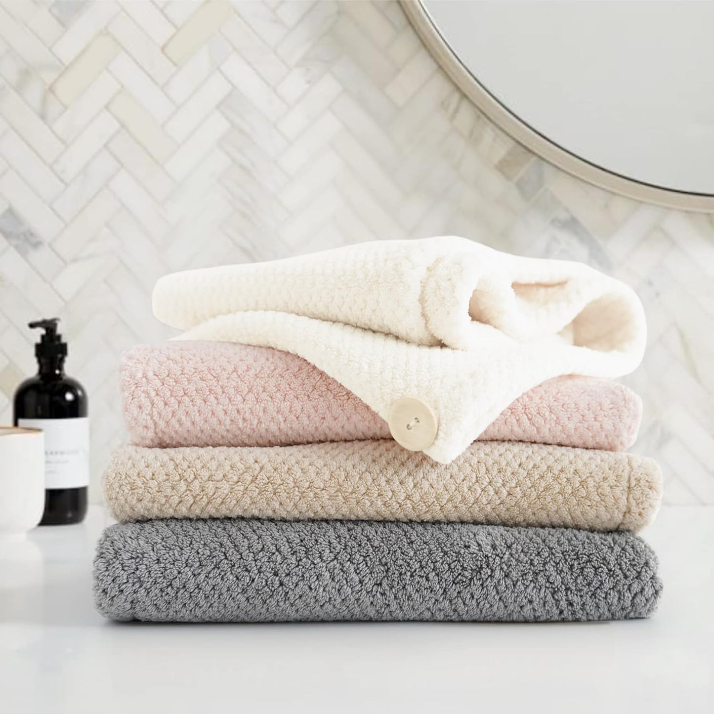 Extra Large Microfiber Hair Towel Wrap - 4 Pack