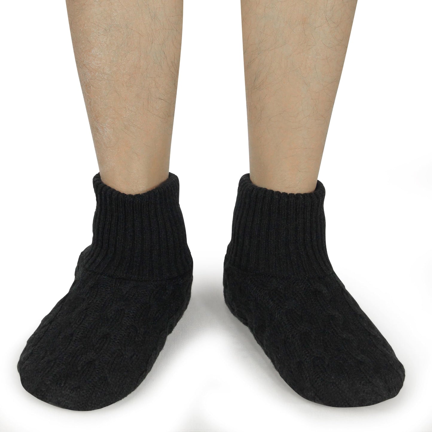 Men's Fleece Lined House Socks with Non-Skid Soles