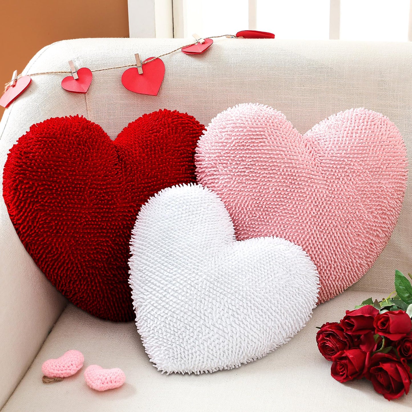 Valentine's Day Heart Shaped Pillows - 3 Piece Set